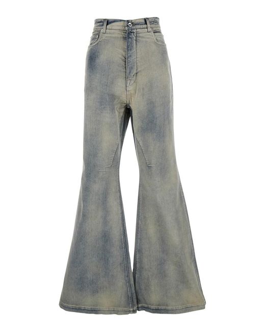 Rick Owens Gray 'Bolan' Light Jeans With Wide-Flared Leg And Faded Effect for men
