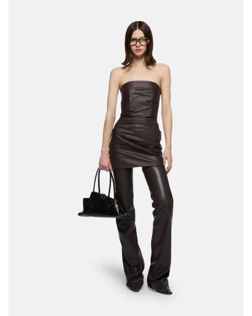 The Attico Brown Off-Shoulder Sleeveless Mini Dress With Rear Zip Clos