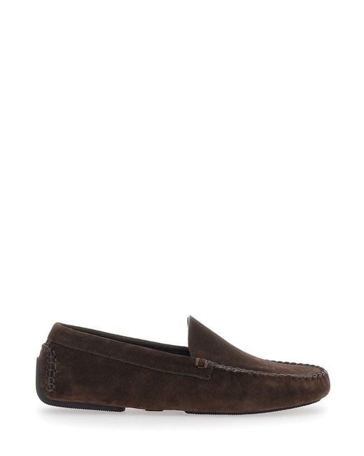 The Row Brown 'New Lucca' Loafers With Rounded Toe