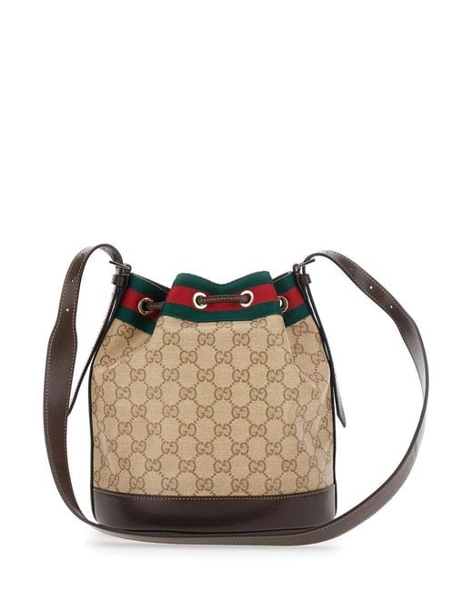 Gucci Black 'Venice' Crossbody Bag With Web Stripe And Drawstring Clos