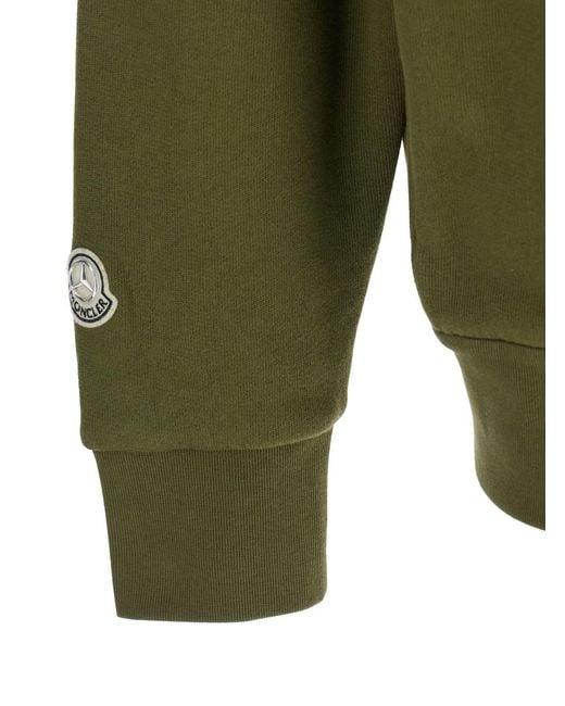 Moncler Genius Green Sweatshirt With Monogram Embroidery On The Front And Logo Patch On The Sleeve for men