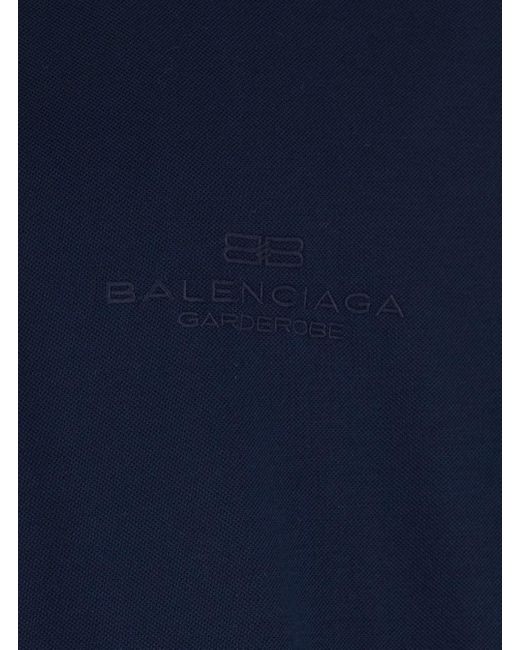 Balenciaga Blue Polo Shirt With Embroidered Logo On The Front for men
