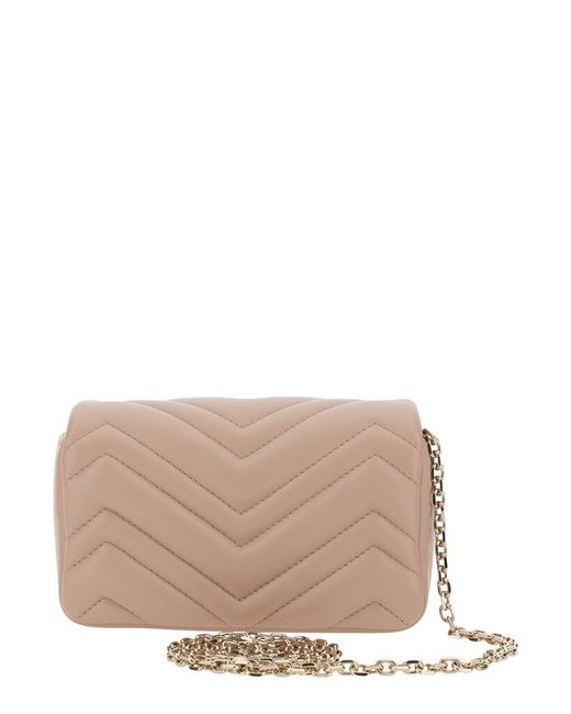 Gucci Natural 'Ophidia' Mini Bag With Chain-Link Shoulder Strap And Gg Pl
