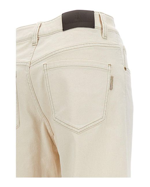 Brunello Cucinelli Natural High-Waisted Straight Leg Jeans