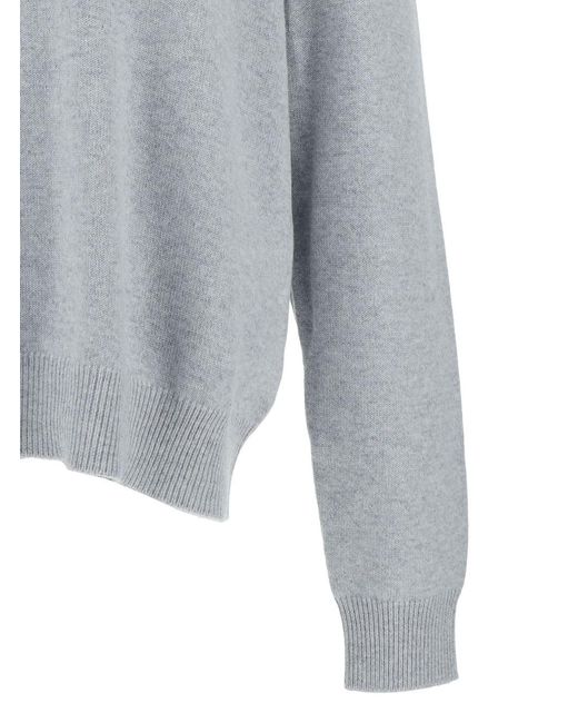 Bottega Veneta Gray Pullover With Intrecciato Patch On Elbows for men
