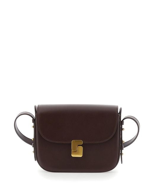 Soeur Brown 'Bellissima Mini' Crossbody Bag With Logo Plate On The Fro
