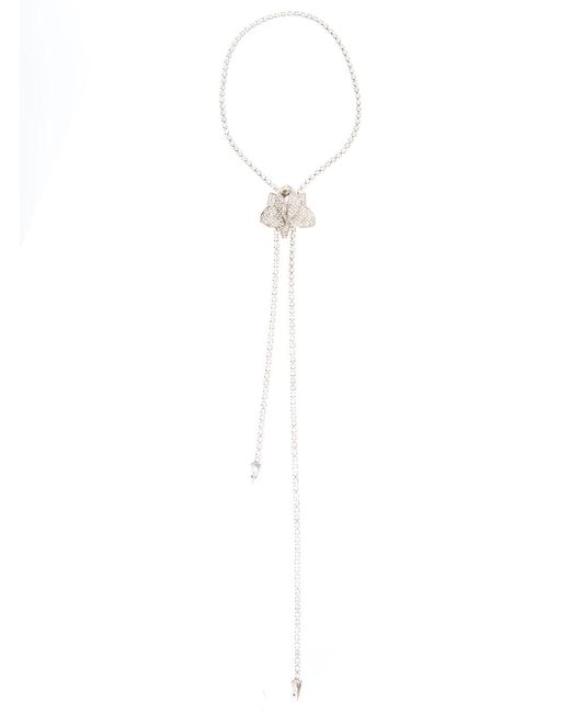 Alessandra Rich White Glass And Brass Neclace With Rose And Strass Embellishment Woman