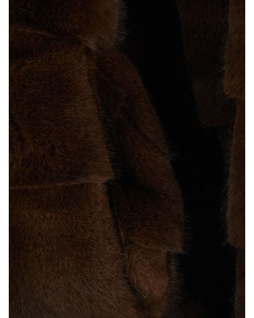 Le Plain Black Zipped Eco Fur Short With High Collar And Pockets
