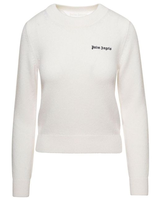 Palm Angels White Classic Logo Sweater