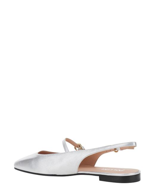Pollini White Colored Slingback Ballerinas With Adjustable Strap