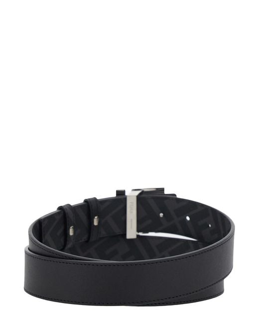 Fendi Black Reversible Belt With Square Ff Buckle for men