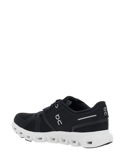 On Shoes Black 'Cloud 6' Low Top Sneaker With Mesh Inserts And Logo The S