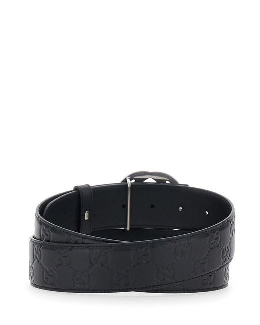 Gucci Black Reversible Belt With Gg Buckle Closure for men