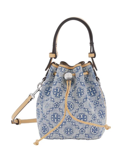 Tory Burch Blue T Monigram Bucket