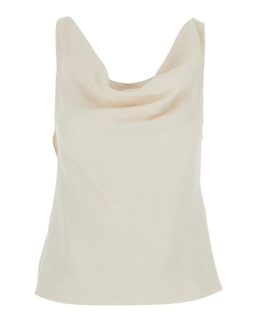 Brunello Cucinelli White Top With Draped Neck