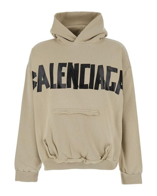 Balenciaga Gray Hoodie With Fixed Hood And Logo Lettering On Front And Rear for men