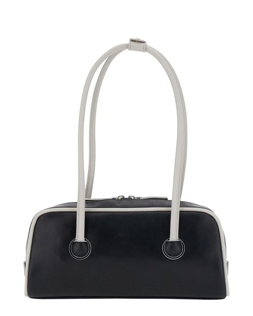 MARGE SHERWOOD White 'Baguette' Shoulder Bag With Logo Lettering On The