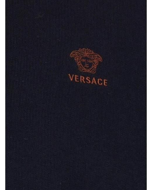 Versace Blue Hoodie With Fixed Hood for men