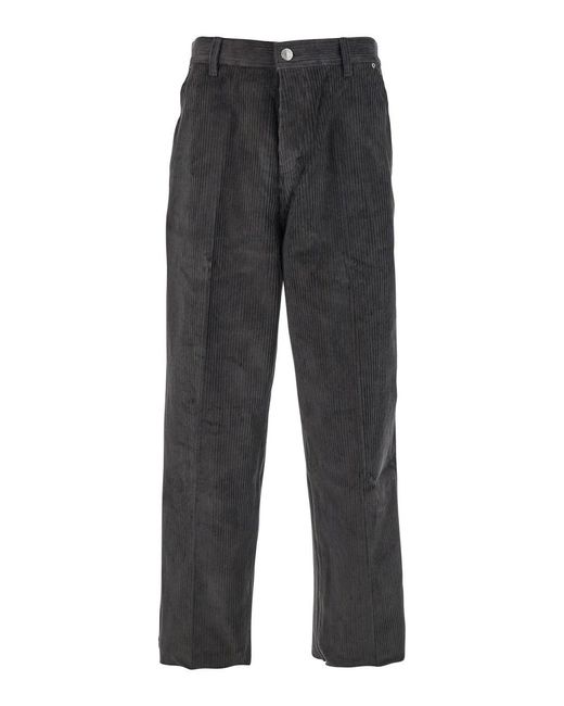 AMI Gray Trousers With Back Logo Patch for men