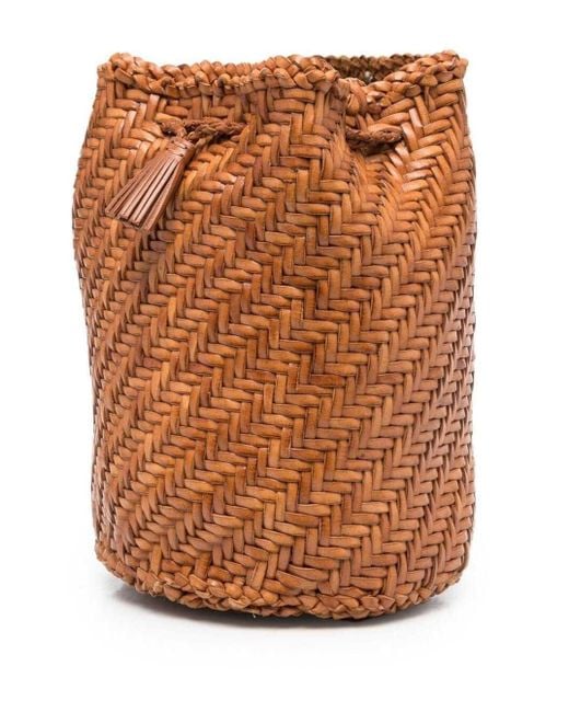 Dragon Diffusion Brown 'Pompom Double Jump' Camel Bucket Bag With Shou