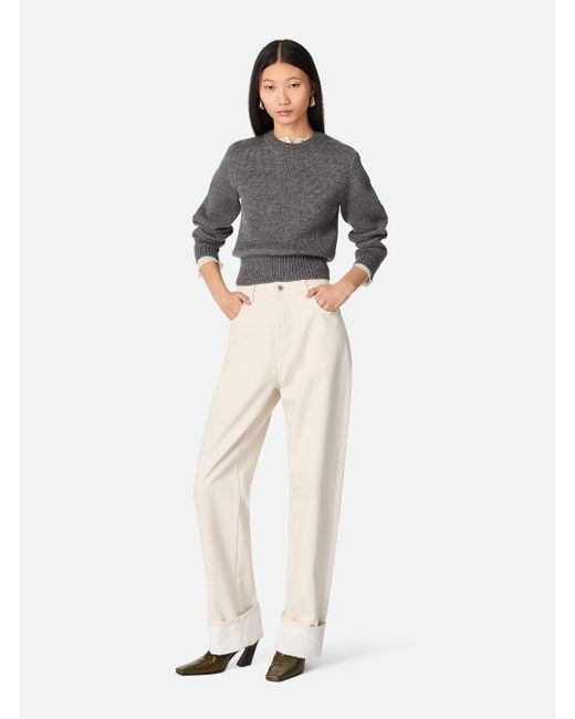 Bottega Veneta Natural Jeans With Cuffs On The Edges And Removable Patch With Hare On The Back