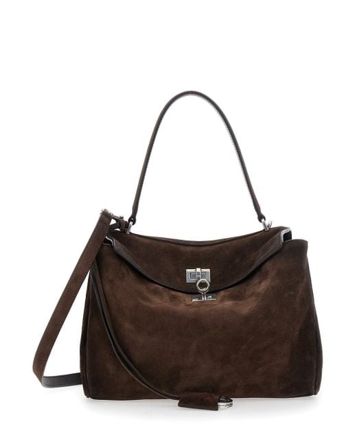 Balenciaga Brown 'Small Rodeo' Handbag With Detachable Key Holder