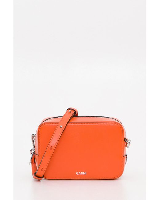 Ganni Orange Textured Leather Bag