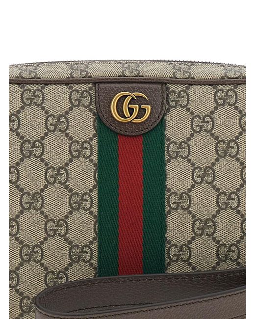 Gucci Gray 'Ophidia' Crossbody Bag With Adjustable And Removable Shoulder Strap And Web Detail On The Front for men