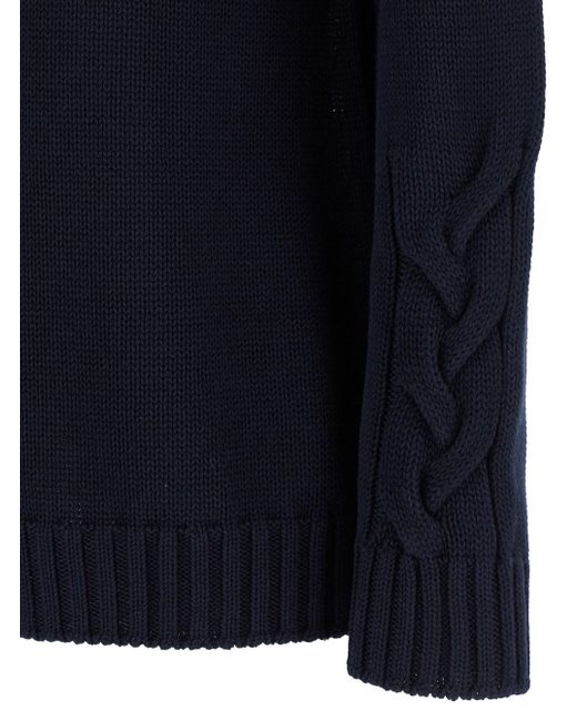 Max Mara Blue ' Maxmara 'Harald' Cable-Knit Sweater With U Neckline