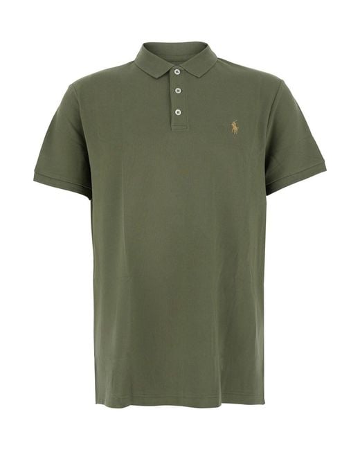 Polo Ralph Lauren Green Polo Shirt 'Custom Fit' for men