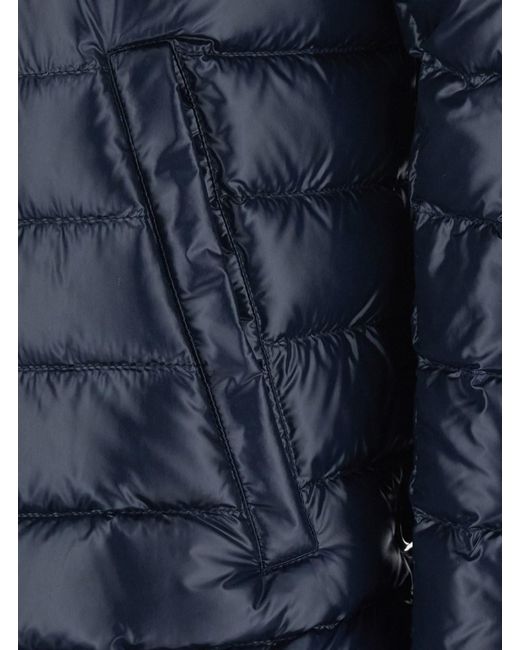 Herno Blue Down Jacket With Drawstring Hood And Logo Detail On The Drawstring