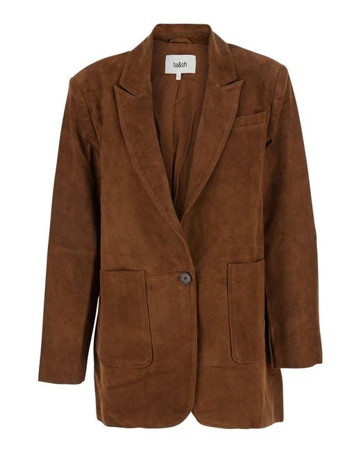 Ba&sh Brown 'Mosty' Single-Breasted Jacket With Peak Revers