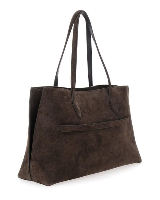 Totême  Brown 'Lounge' Tote Bag With Belt And Embossed Logo Lettering O