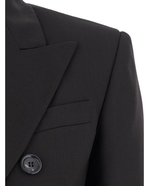 Sportmax Black 'Adamo' Bouble-Breasted Jacket With Peak Revers