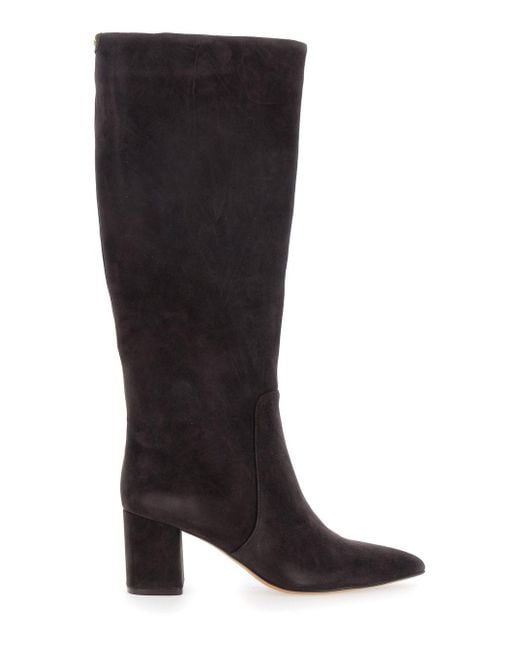 Twinset Black Knee High Boots With Back Logo Detail