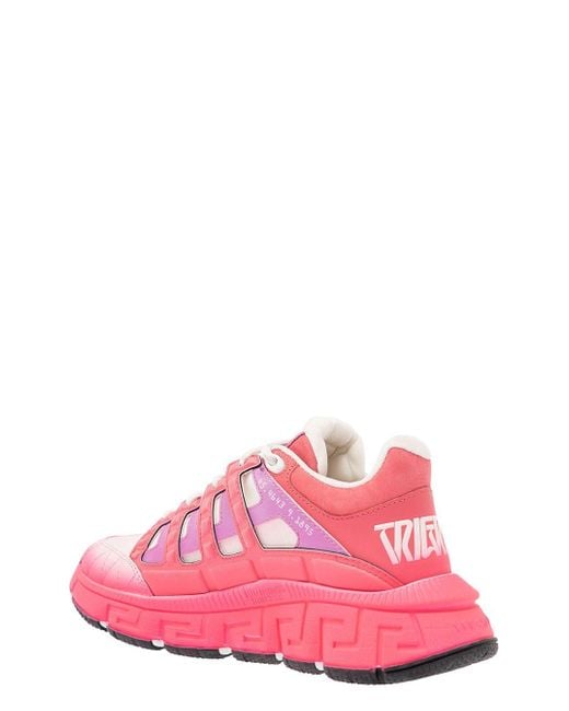 Versace Pink Trigreca Sneakers In Leather And Nylon