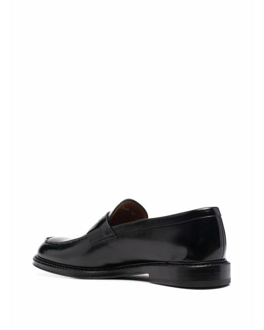 Doucal's Black Slip-on Loafers With Round Toe In Patent Leather Man for men
