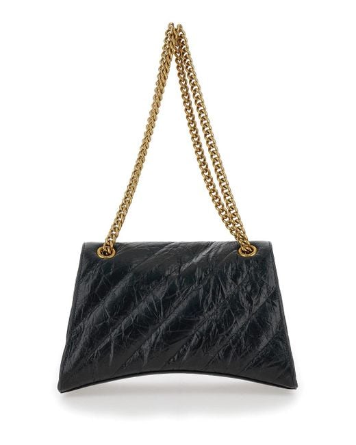 Balenciaga Black Crush M Crossbody Bag With B Logo