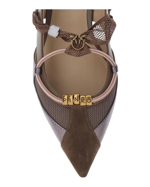 Pinko White Ballet Shoes Gianira Leather