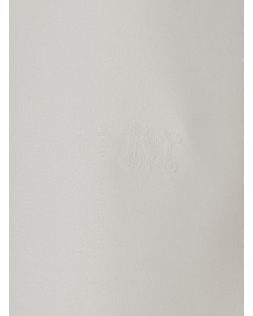 Max Mara White 'Pavido' Sleeveless Top With Round Neck And Tone-On-Tone Logo Embroidery On The Front