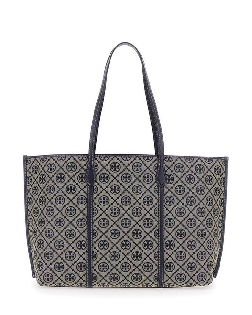 Tory Burch Gray Tote Bag Perry T Monogram