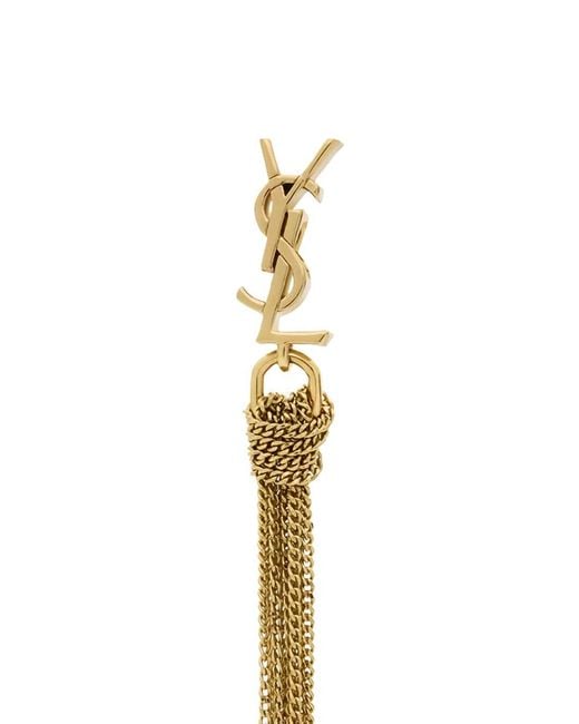 Saint Laurent White Earrings Cassandre Brass