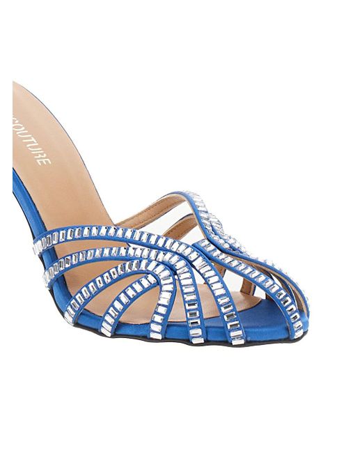 Semicouture Blue Light Sandals With Baguette Rhinestones