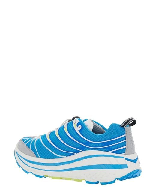 Hoka One One Blue Sneakers With Insert Design And Drawstring Closure
