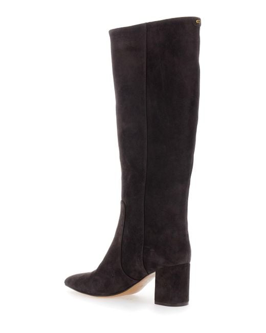 Twinset Black Knee High Boots With Back Logo Detail