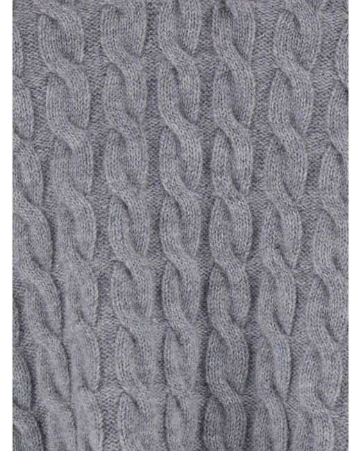 AMI Gray Cable Knit Polo Sweater for men