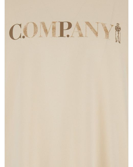 C P Company Natural Cotton T-Shirt With Round Neck And Short Sleeves For Tshirts Polo Shirts for men