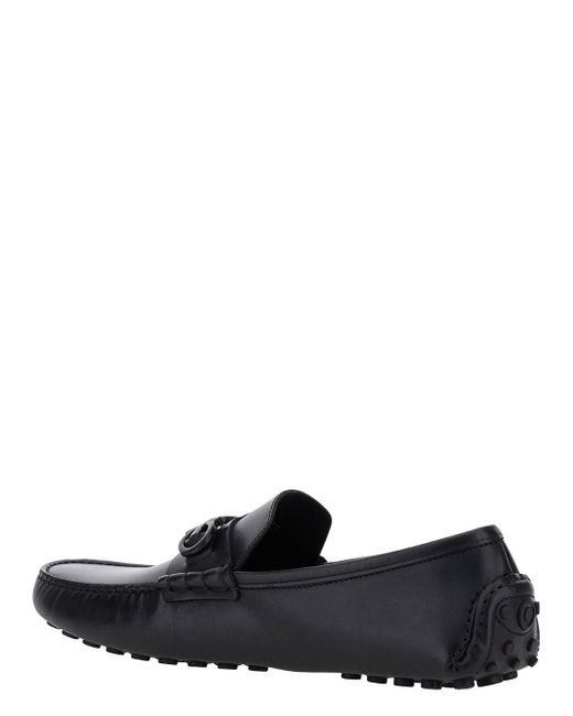 Ferragamo Black Loafers With Tonal Gancini Detail for men