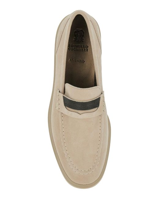 Brunello Cucinelli Natural Loafers With Monile Detail
