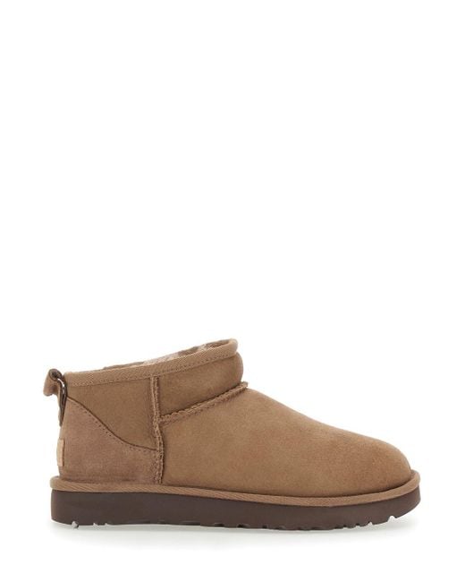 Ugg Brown Classic Ultra Mini Suede Boots For